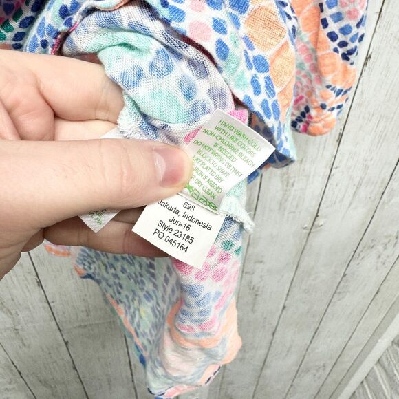 LILLY PULITZER Women's Size Small 100% Linen Tropical Pink Floral Long Sleeve - Picture 4 of 5